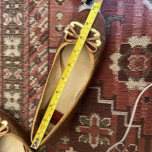 Vintage Oscar by Oscar de la renta ballet flats  brown/gold fabric & bow detail - Picture 5 of 5